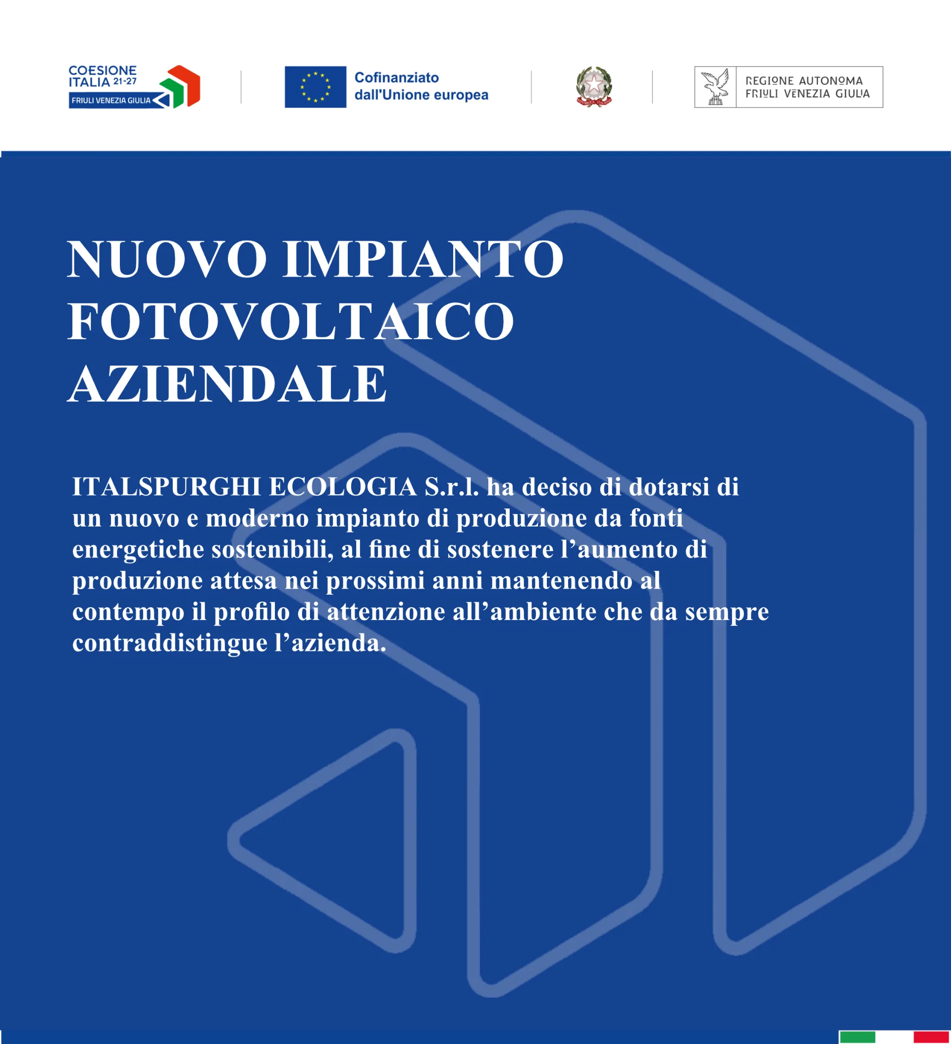NUOVO IMPIANTO FOTOVOLTAICO AZIENDALE